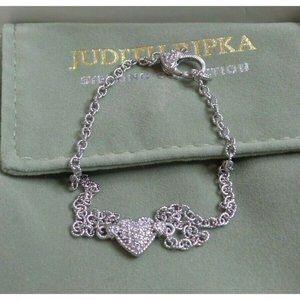 Judith Ripka SS 10" Pave' Heart Diamonique Anklet